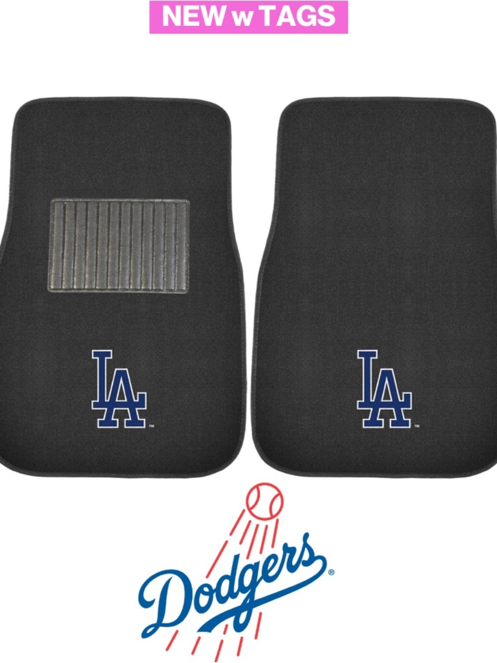 NEW w TAGS 🏷️ LA DODGERS ⚾️ 2-Piece Embroidered Team Logo Car Mat Set
